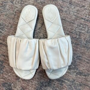 Sam Edelman Cream Quilted Slide Sandals